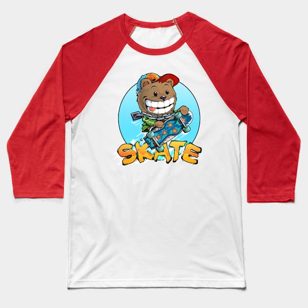 Bear skateboard Baseball T-Shirt by ArtificialPrimate